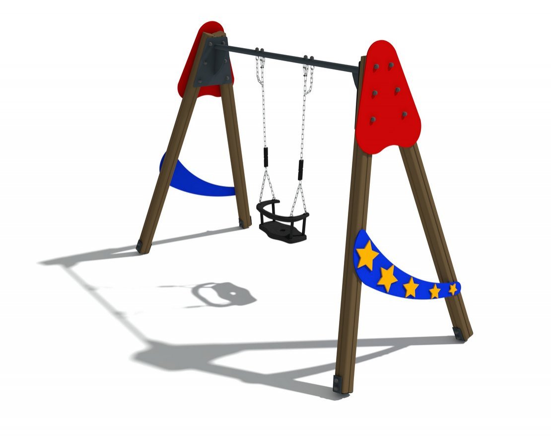 Качели Звездочет деревянные с сиденьем со спинкой (сиденье-фанера) ИО 01041 - вид 2